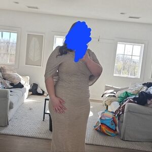 LAURA GOLD BOAT NECK DRESS